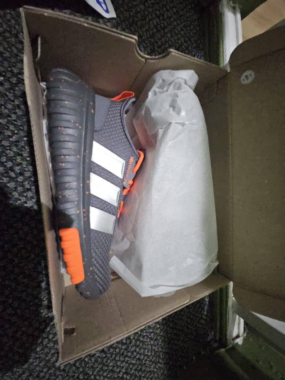 adidas Men's Gray and Orange Athletic Running Sneakers